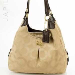 Coach Maggie Optic beige canvas shoulder bag